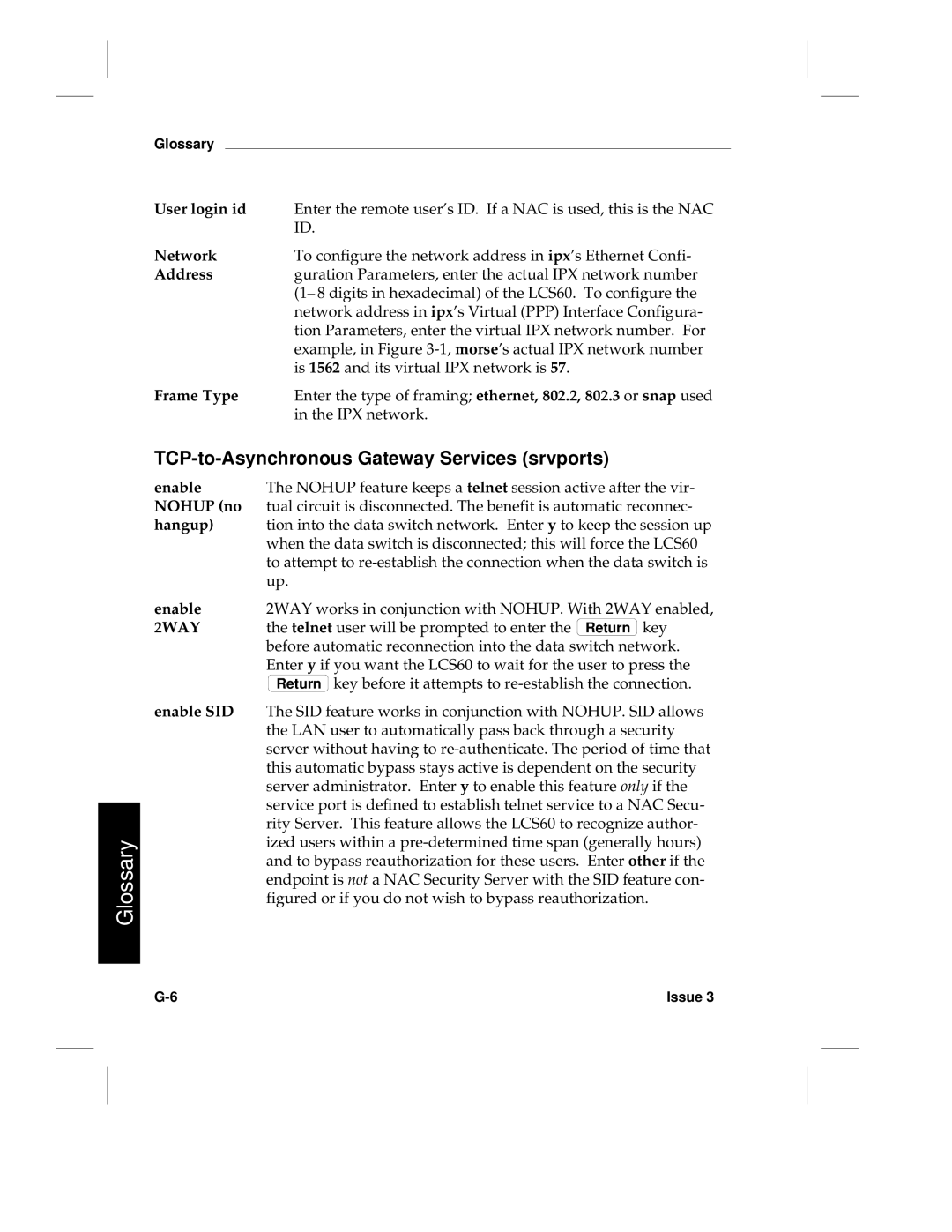 HP LCS60 manual TCP-to-Asynchronous Gateway Services srvports 