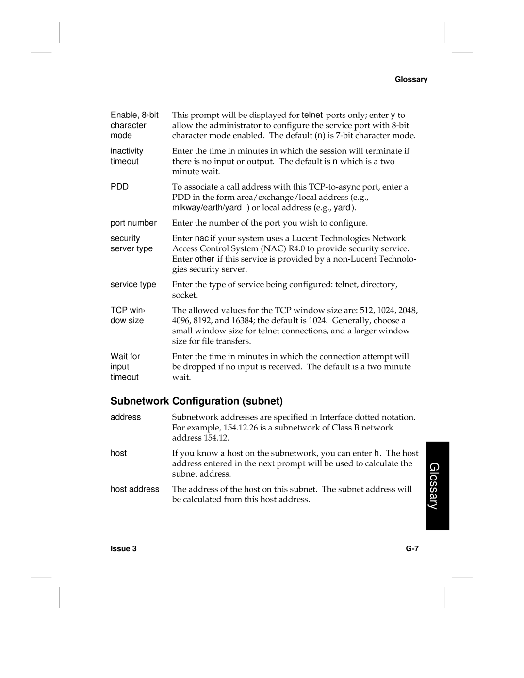 HP LCS60 manual Subnetwork Configuration subnet 