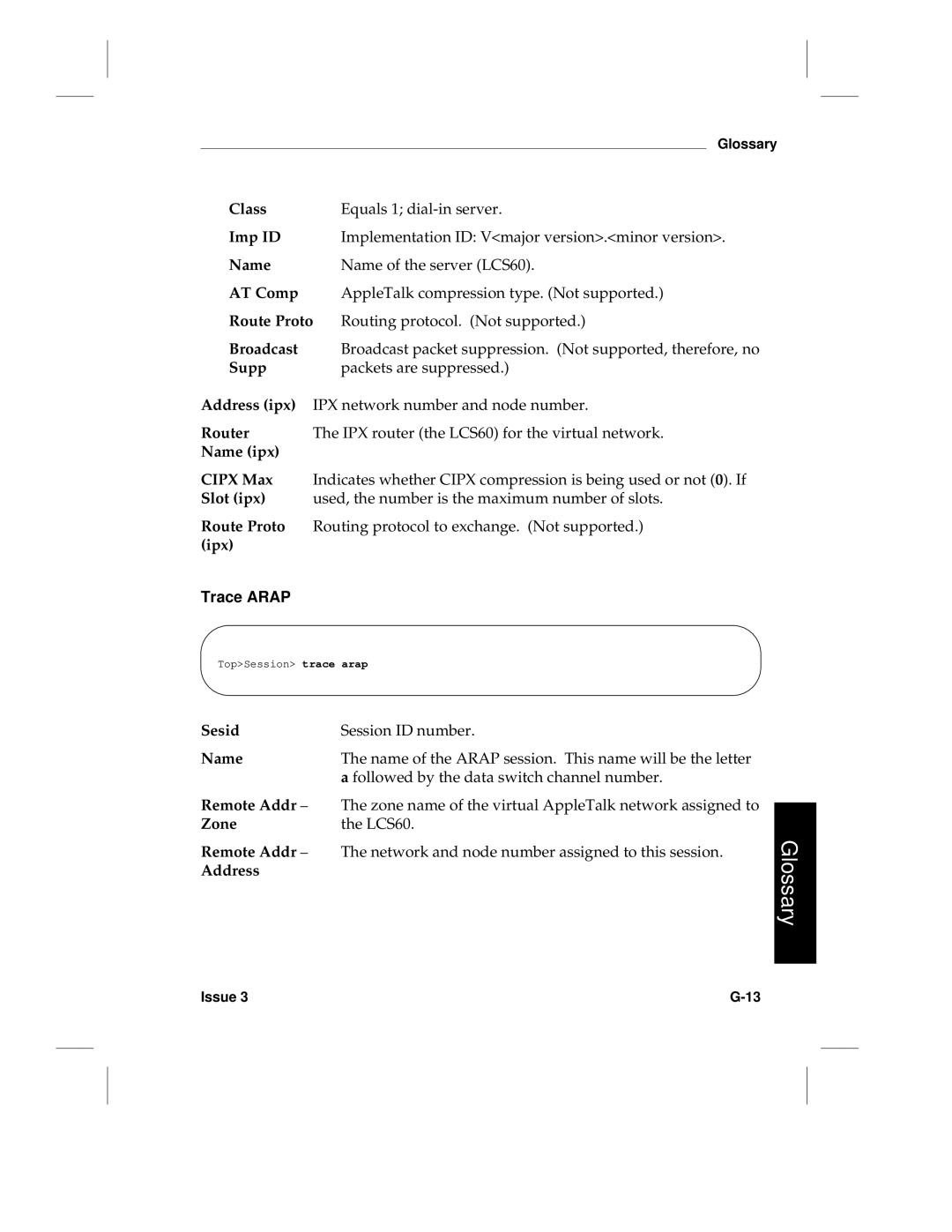 HP LCS60 manual Trace Arap 