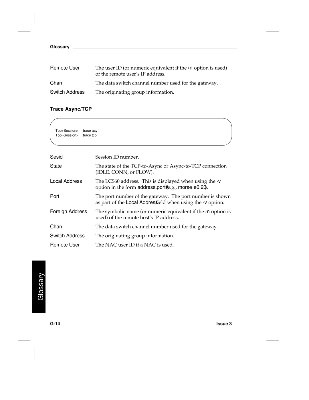 HP LCS60 manual Trace Async/TCP 