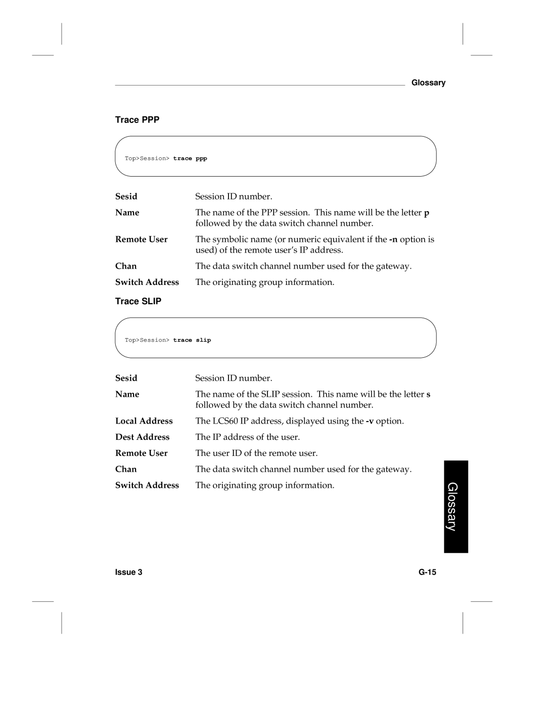 HP LCS60 manual Trace PPP, Trace Slip 