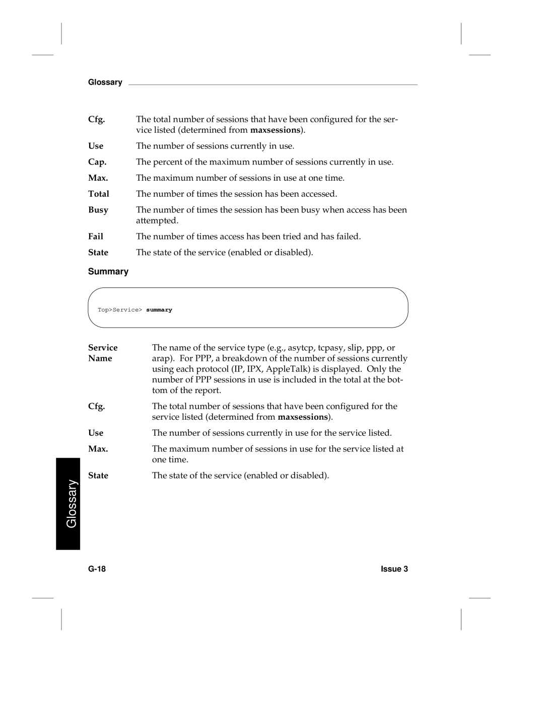 HP LCS60 manual Cfg, Use, Cap, Max, Total, Busy, Fail 