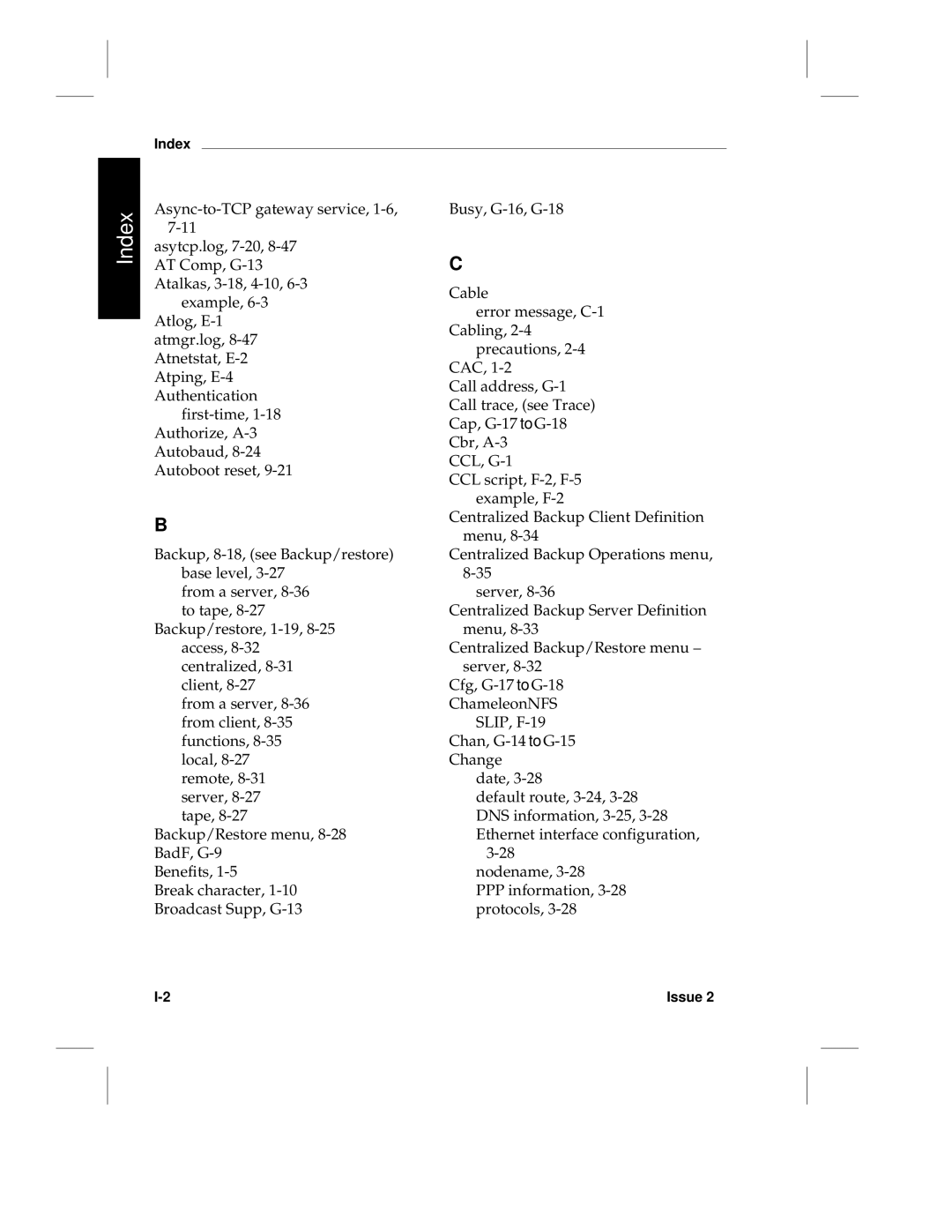 HP LCS60 Async-to-TCP gateway service, Asytcp.log, 7-20,8-47, AT Comp, G-13, Atalkas, 3-18,4-10,6-3, Example, Atlog, E-1 