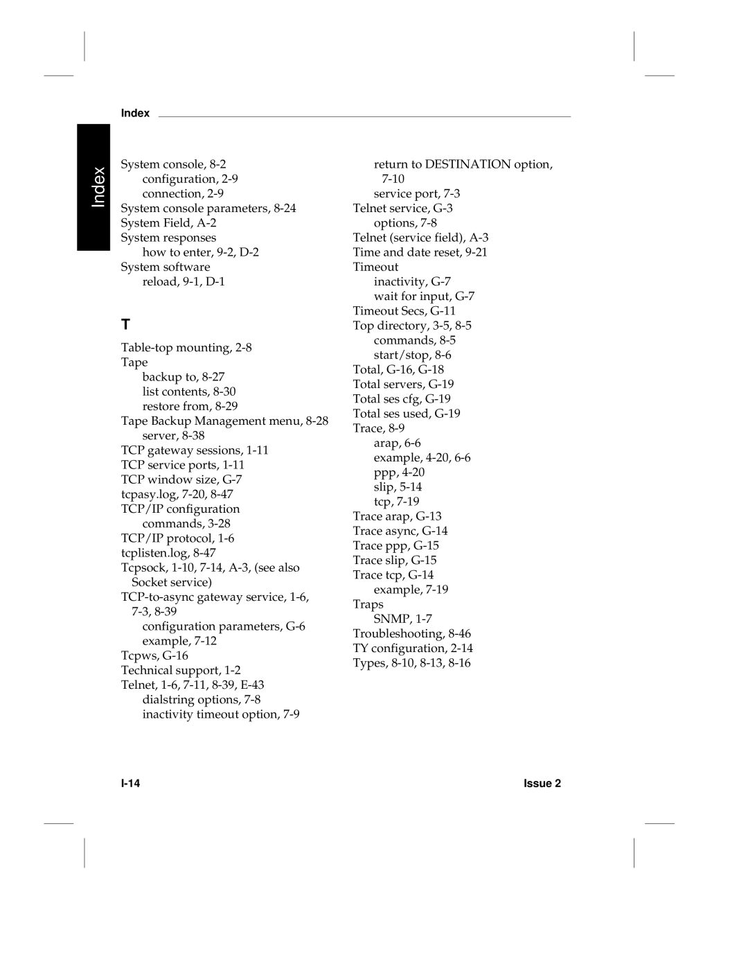 HP LCS60 System console parameters, System Field, A-2, System responses, How to enter, 9-2,D-2, System software, Backup to 