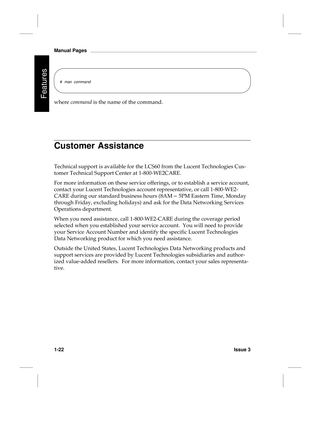 HP LCS60 manual Customer Assistance, Where command is the name of the command 