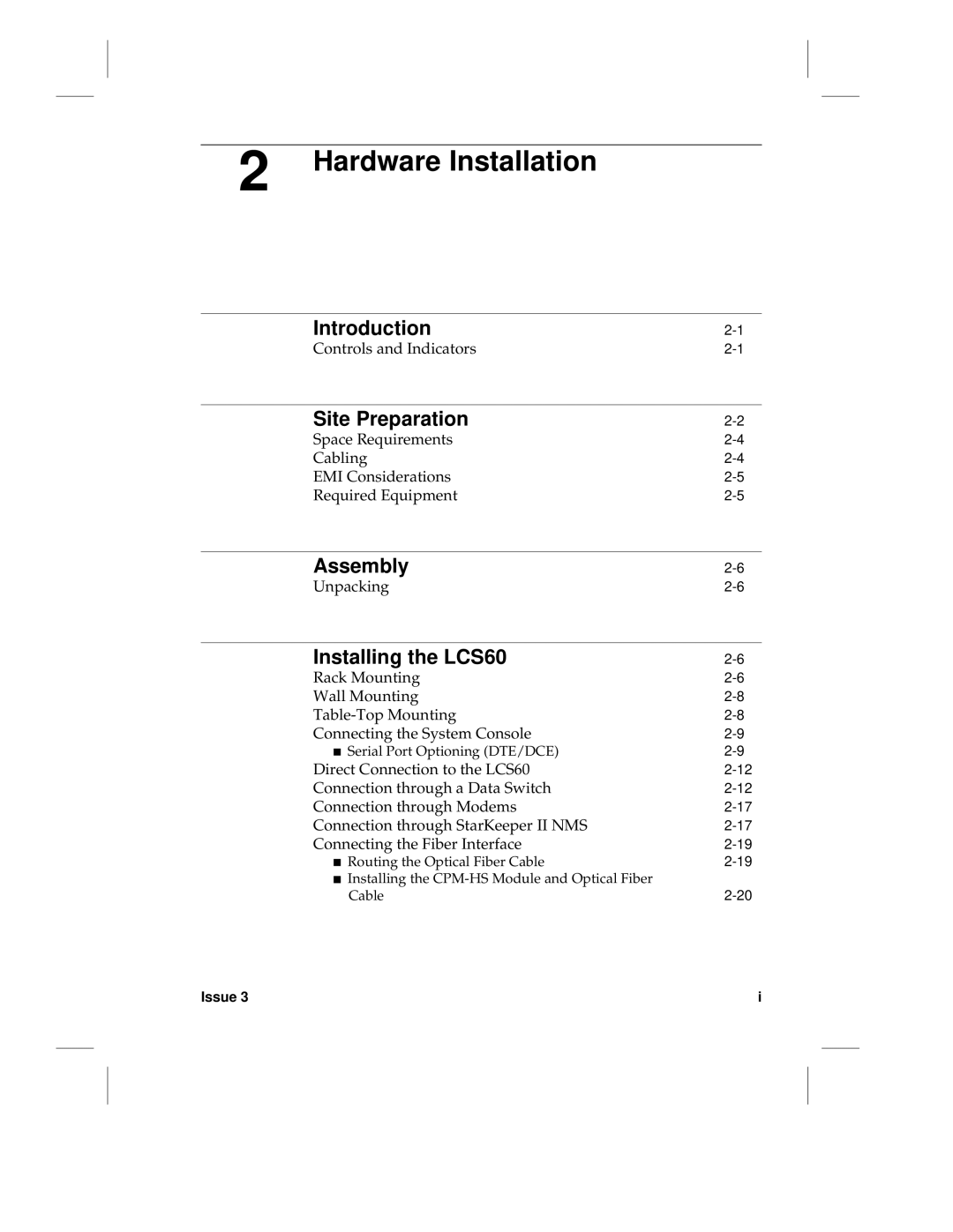 HP manual Introduction, Site Preparation, Assembly, Installing the LCS60 