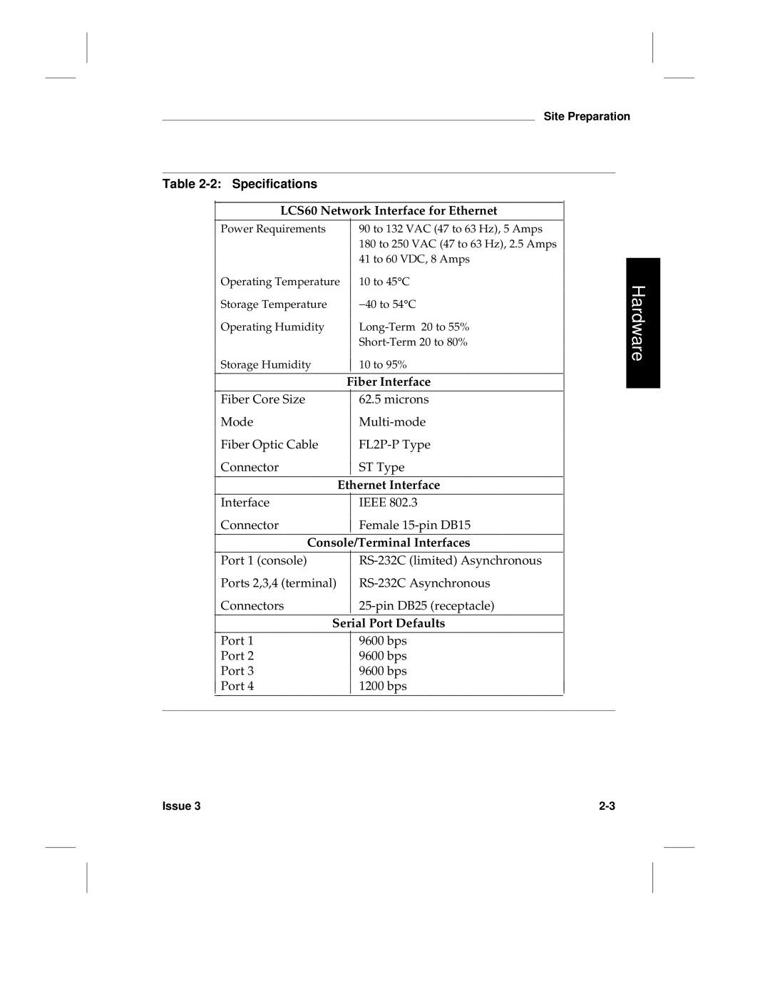 HP LCS60 manual Specifications 