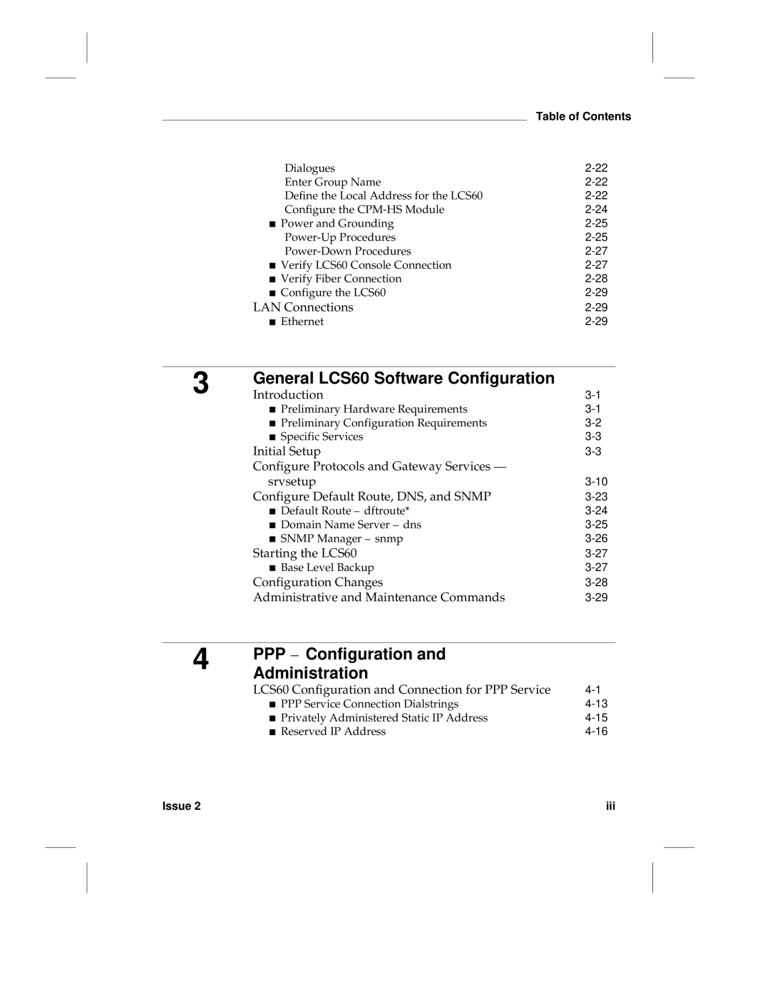 HP manual General LCS60 Software Configuration, PPP Configuration Administration, LAN Connections, Starting the LCS60 