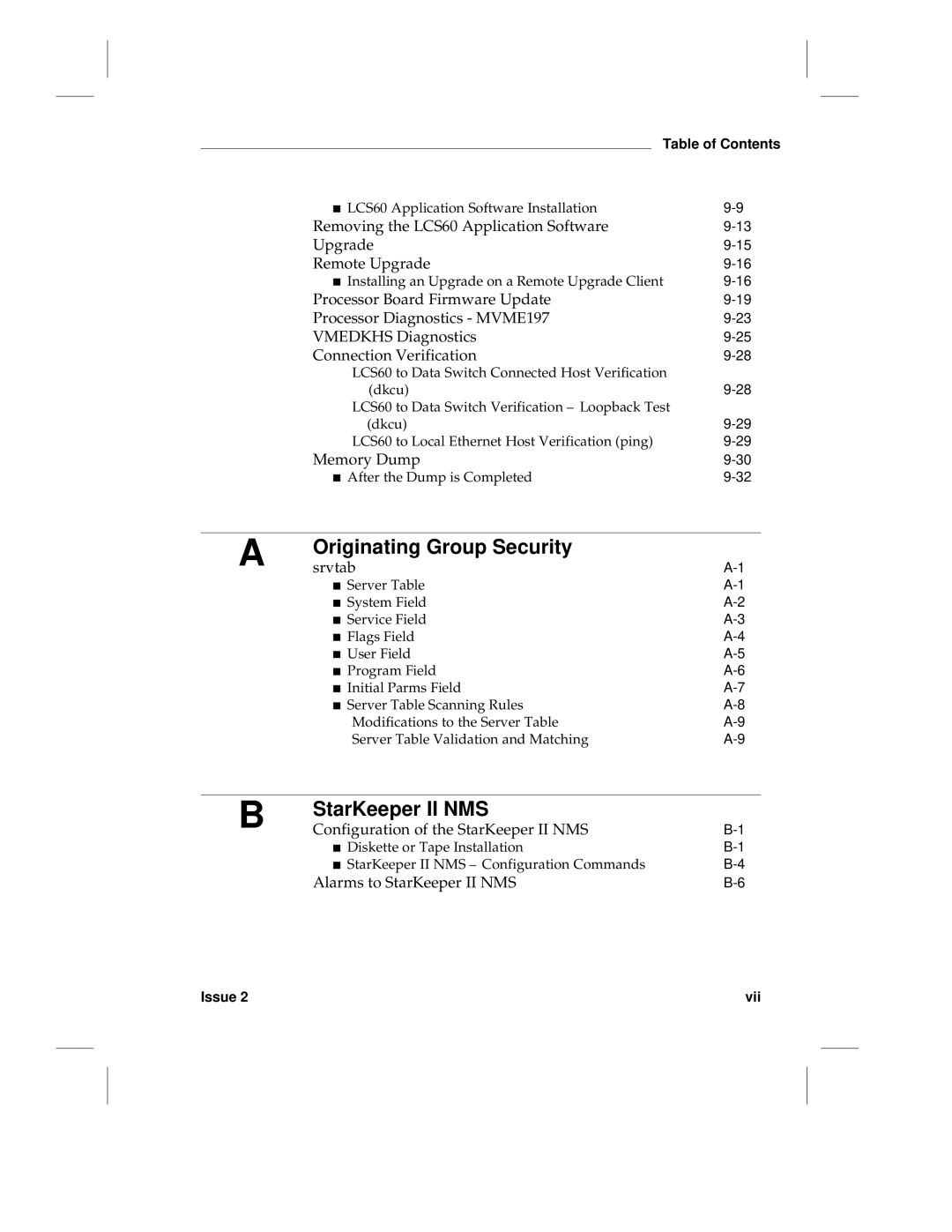 HP LCS60 manual Originating Group Security, StarKeeper II NMS 