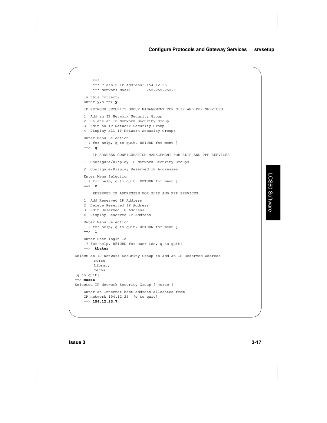 HP LCS60 manual Reserved IP Addresses for Slip and PPP Services 