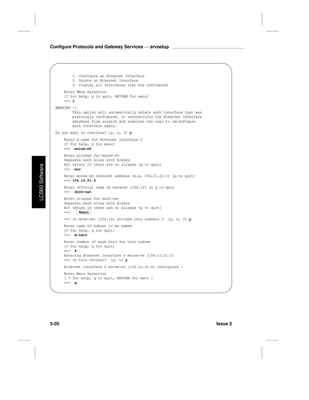 HP LCS60 manual == morse-e0, == m-net0 