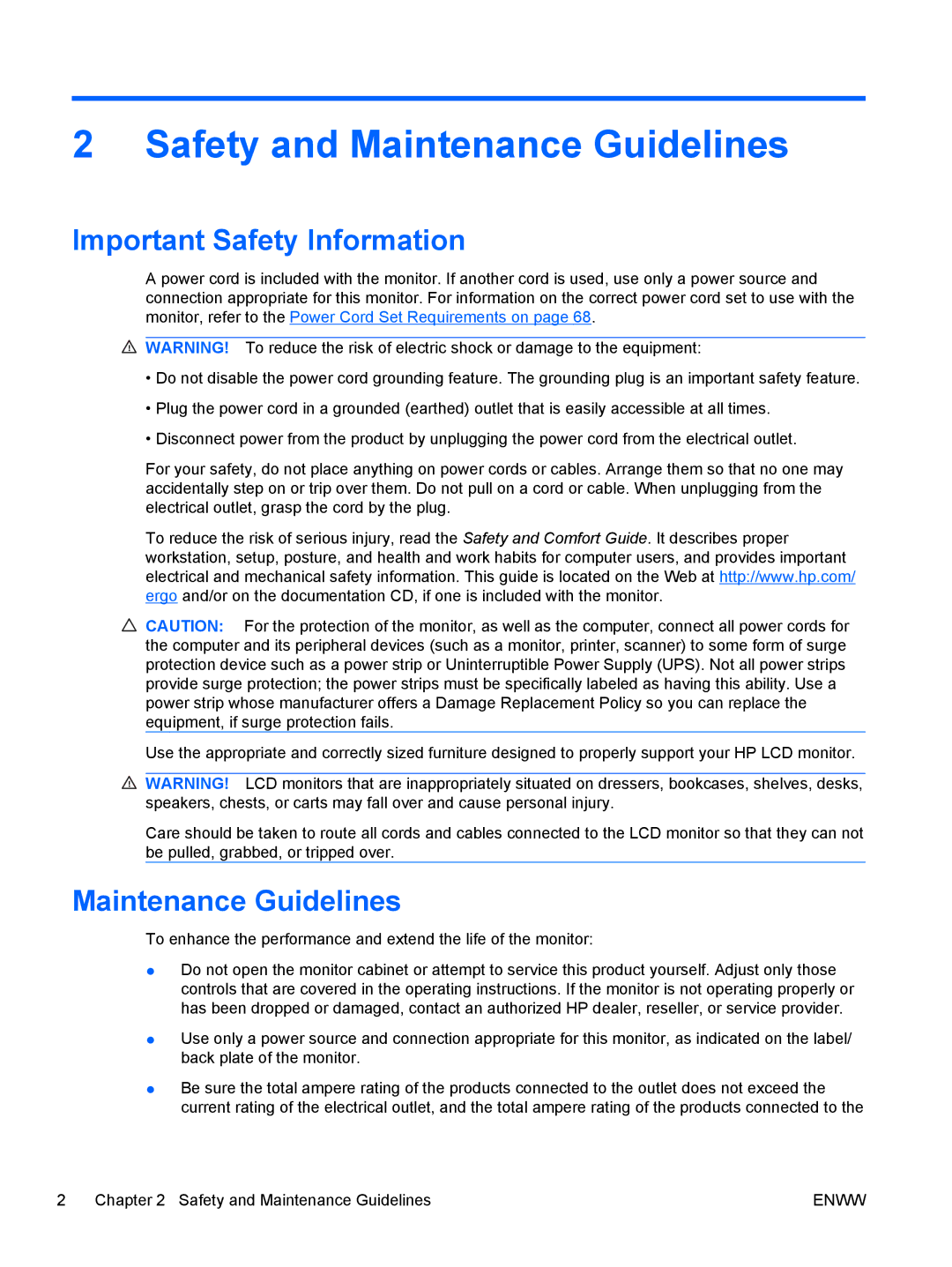 HP LD4200, LD4700 manual Safety and Maintenance Guidelines, Important Safety Information 