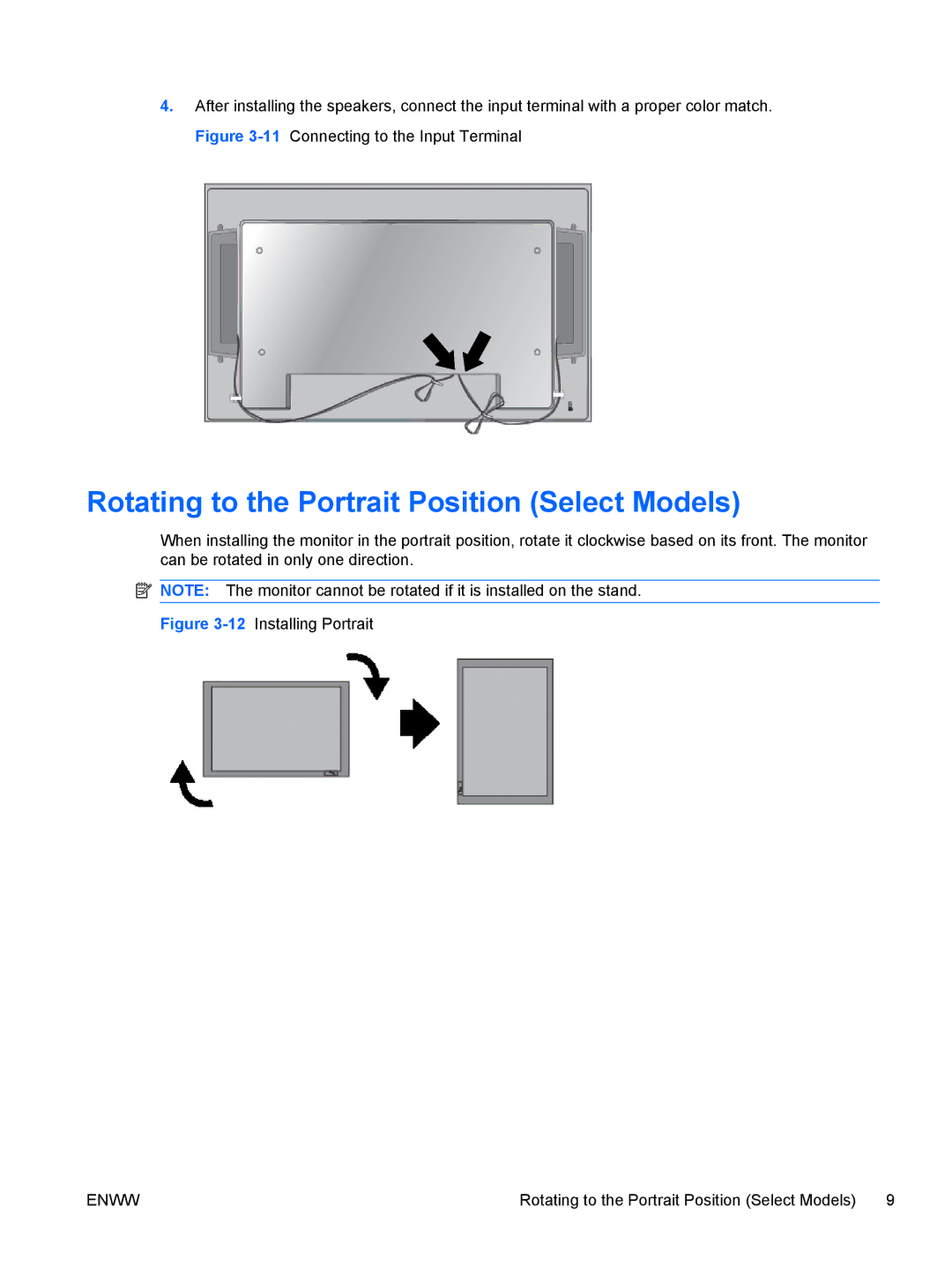 HP LD4700, LD4200 manual Rotating to the Portrait Position Select Models, 12Installing Portrait 