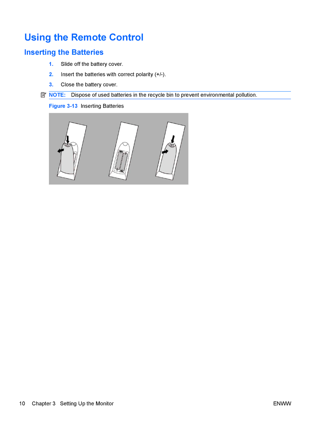 HP LD4200, LD4700 manual Using the Remote Control, Inserting the Batteries 