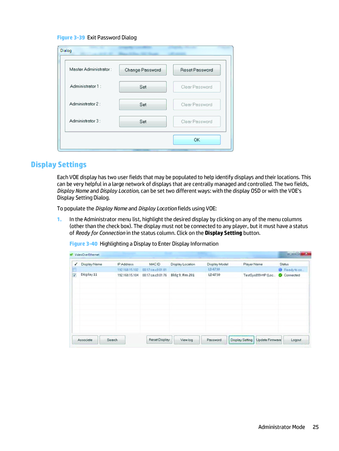 HP LD4245tm 41.92-inch Interactive manual Display Settings, 39Exit Password Dialog 