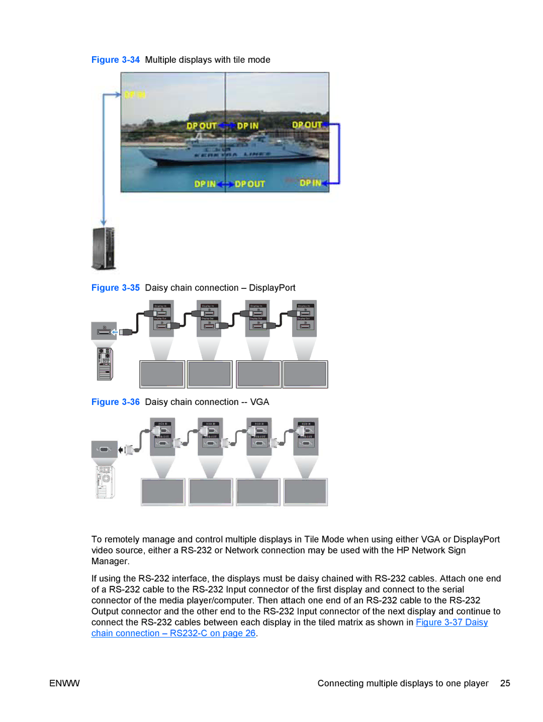 HP LD4730 47-inch Micro-Bezel Video Wall Display manual 34Multiple displays with tile mode 