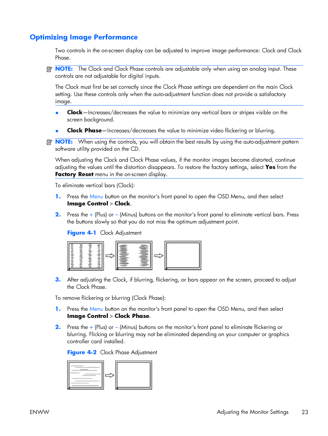 HP LE1851w 18.5-inch manual Optimizing Image Performance 