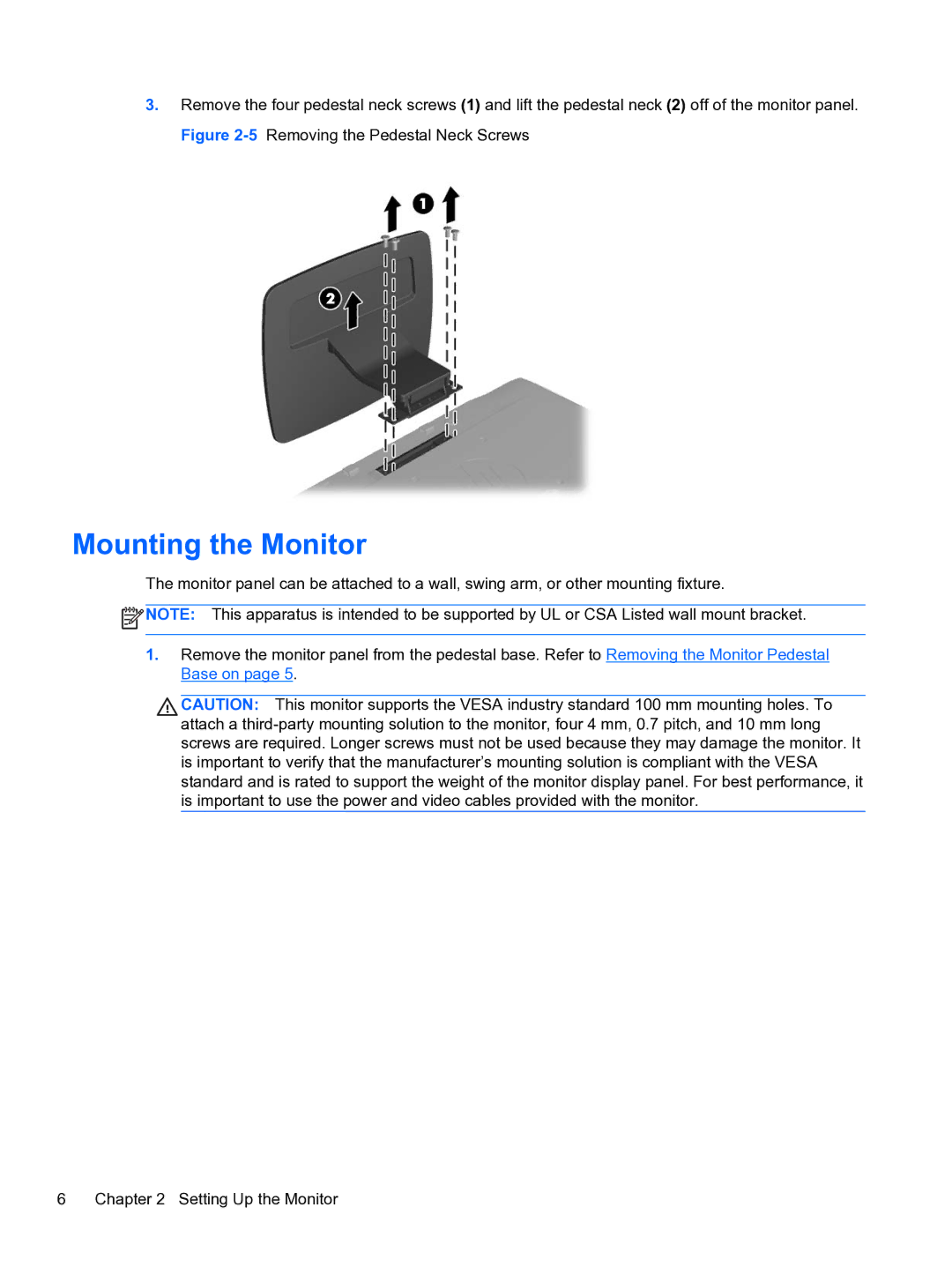 HP LE1852ms 18.5-inch manual Mounting the Monitor 