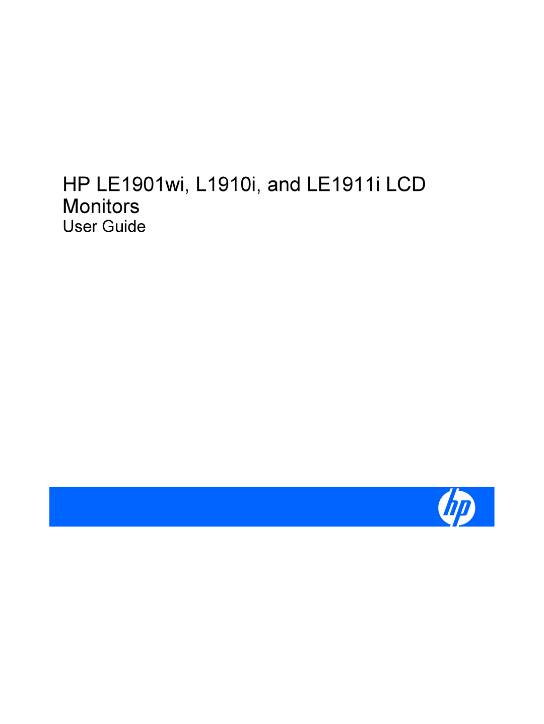 HP LE1911I manual HP LE1901wi, L1910i, and LE1911i LCD Monitors 