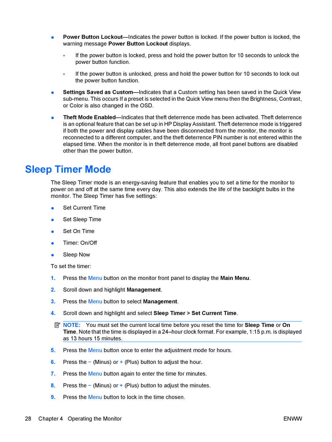 HP LE1901wi, LE1911I manual Sleep Timer Mode 