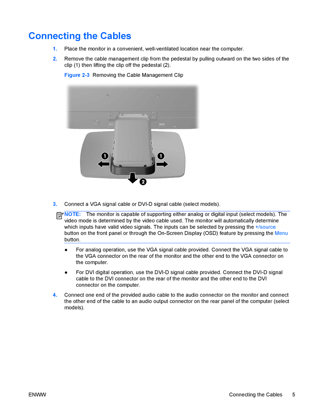 HP LE1902X, LE2002XM manual Connecting the Cables 