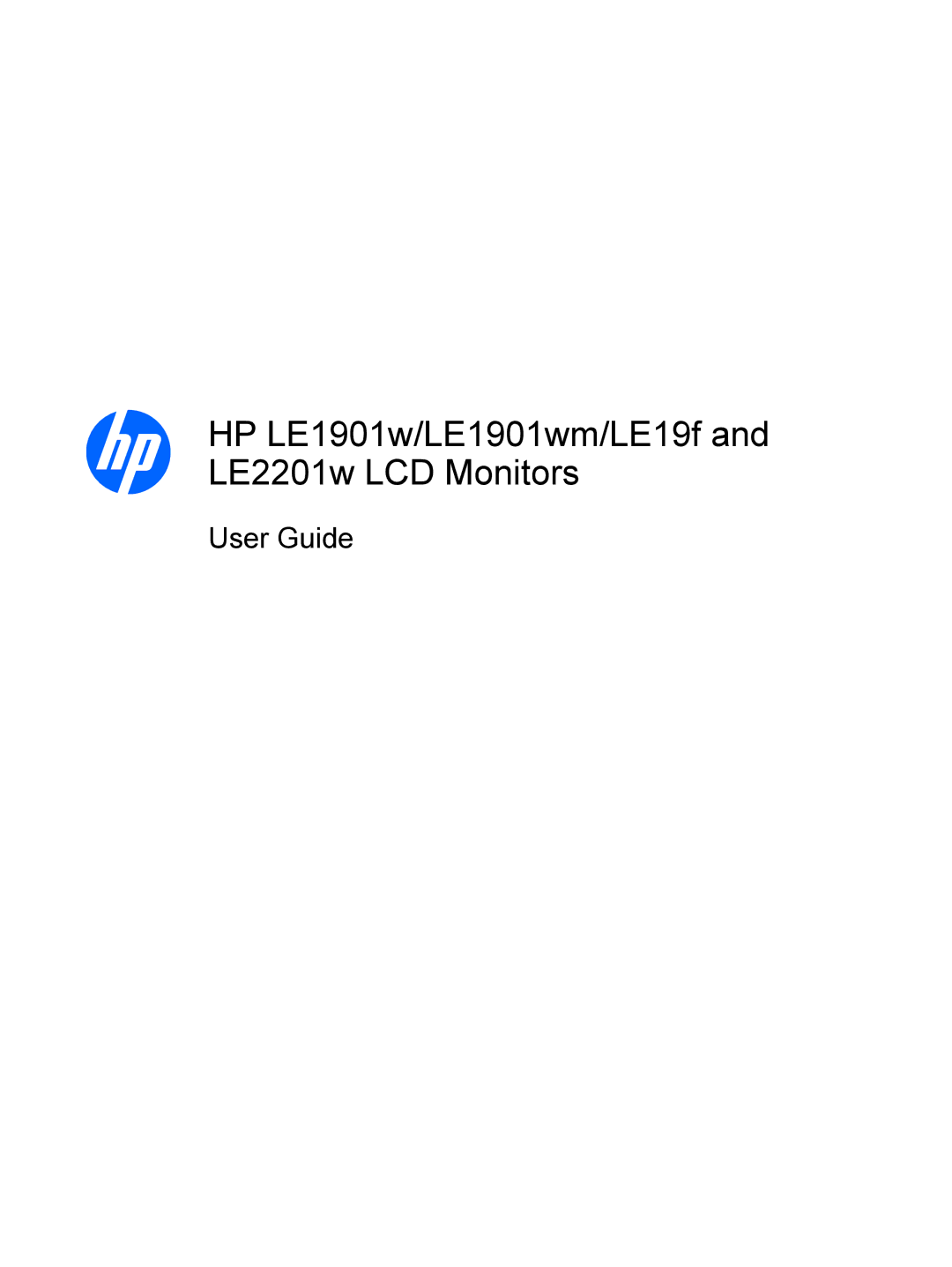 HP LE1901w NK570A8#ABA, LE19F manual HP LE1901w/LE1901wm/LE19f and LE2201w LCD Monitors 