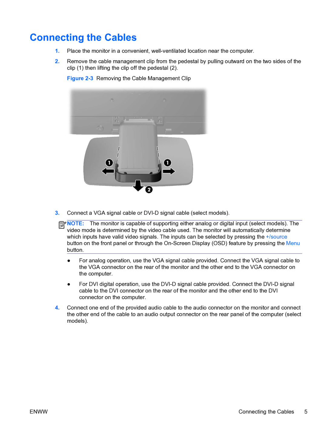 HP LE2002xm 20-inch manual Connecting the Cables 