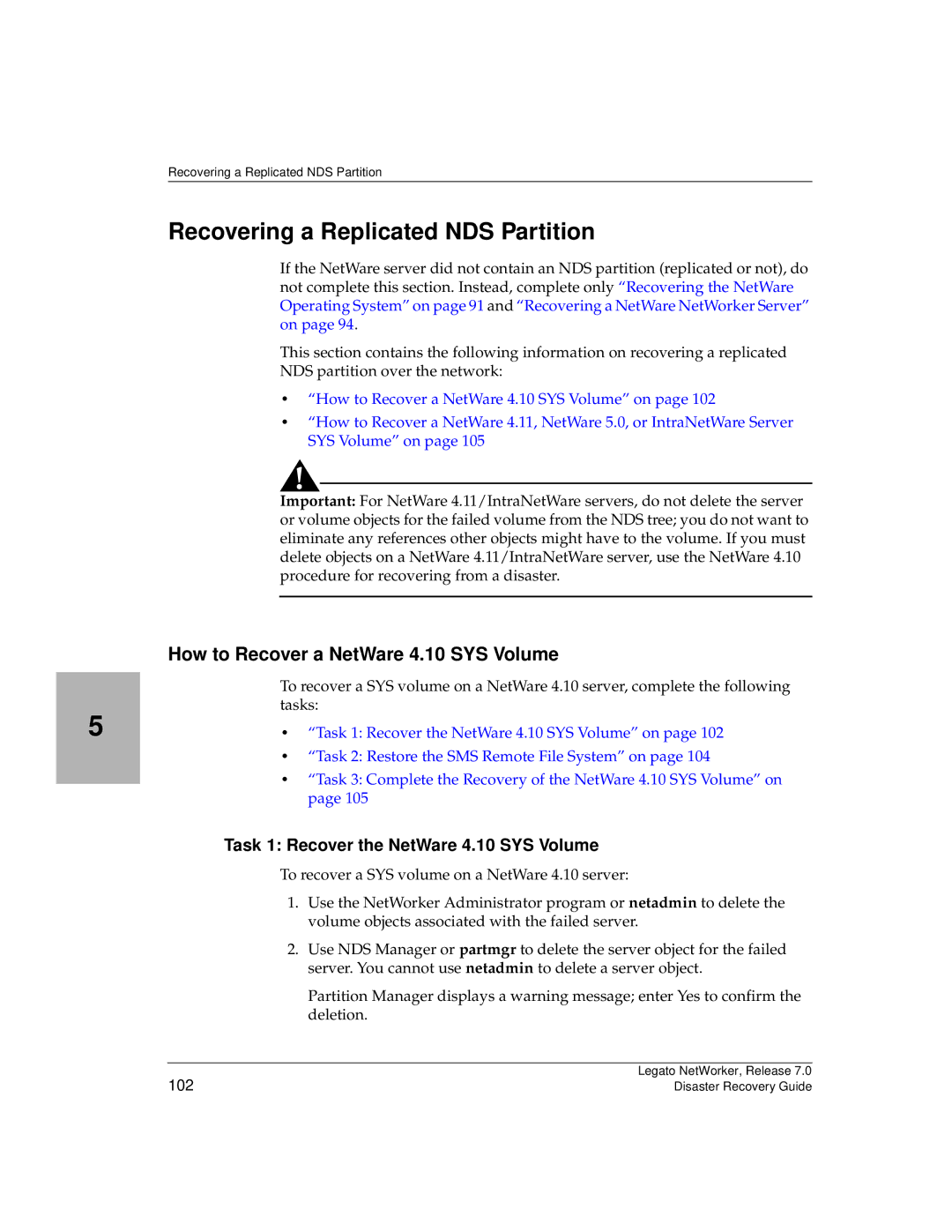 HP Legato Networker manual Recovering a Replicated NDS Partition, How to Recover a NetWare 4.10 SYS Volume 