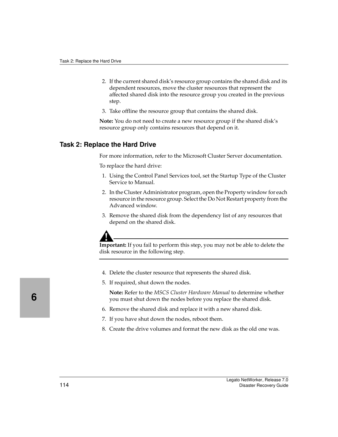 HP Legato Networker manual Task 2 Replace the Hard Drive, 114 