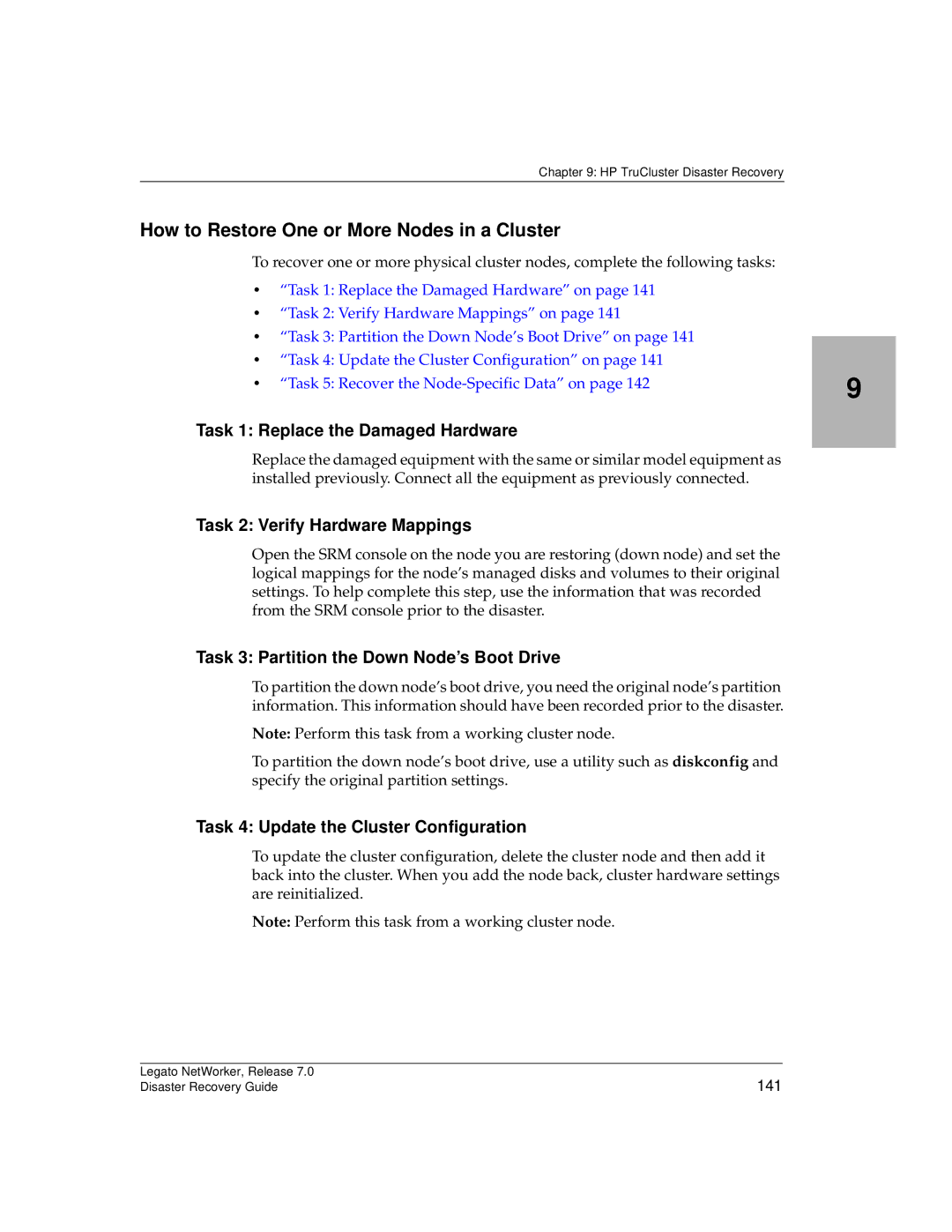 HP Legato Networker manual How to Restore One or More Nodes in a Cluster, Task 2 Verify Hardware Mappings 