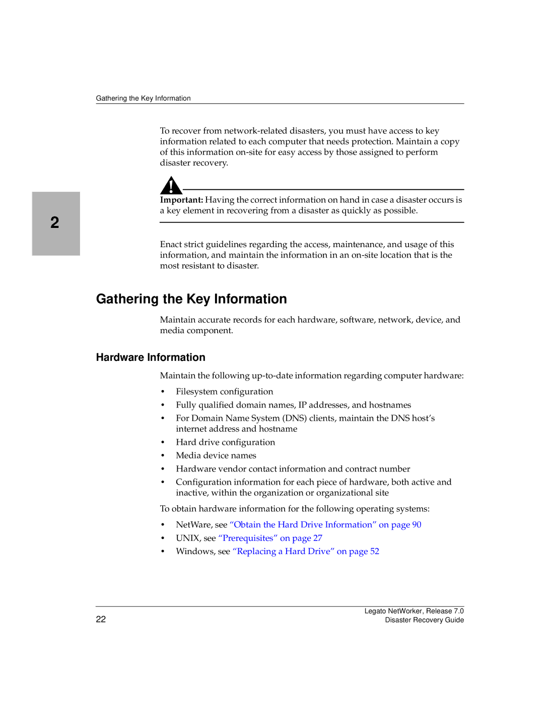 HP Legato Networker manual Gathering the Key Information, Hardware Information 