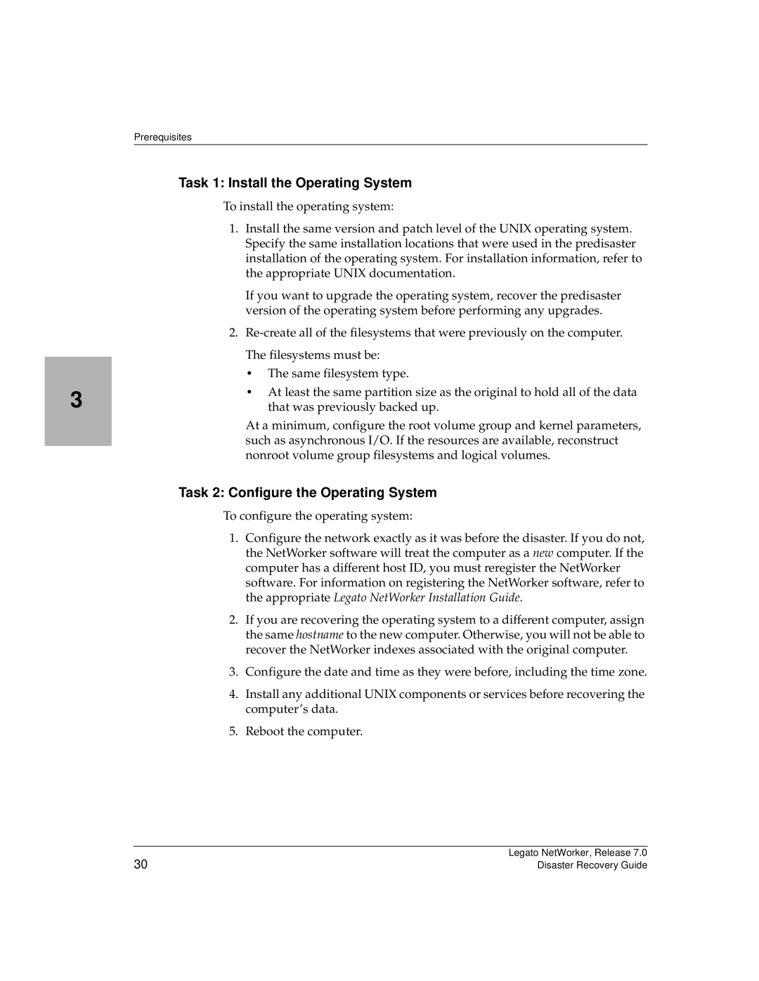 HP Legato Networker manual Task 1 Install the Operating System, Task 2 Configure the Operating System 