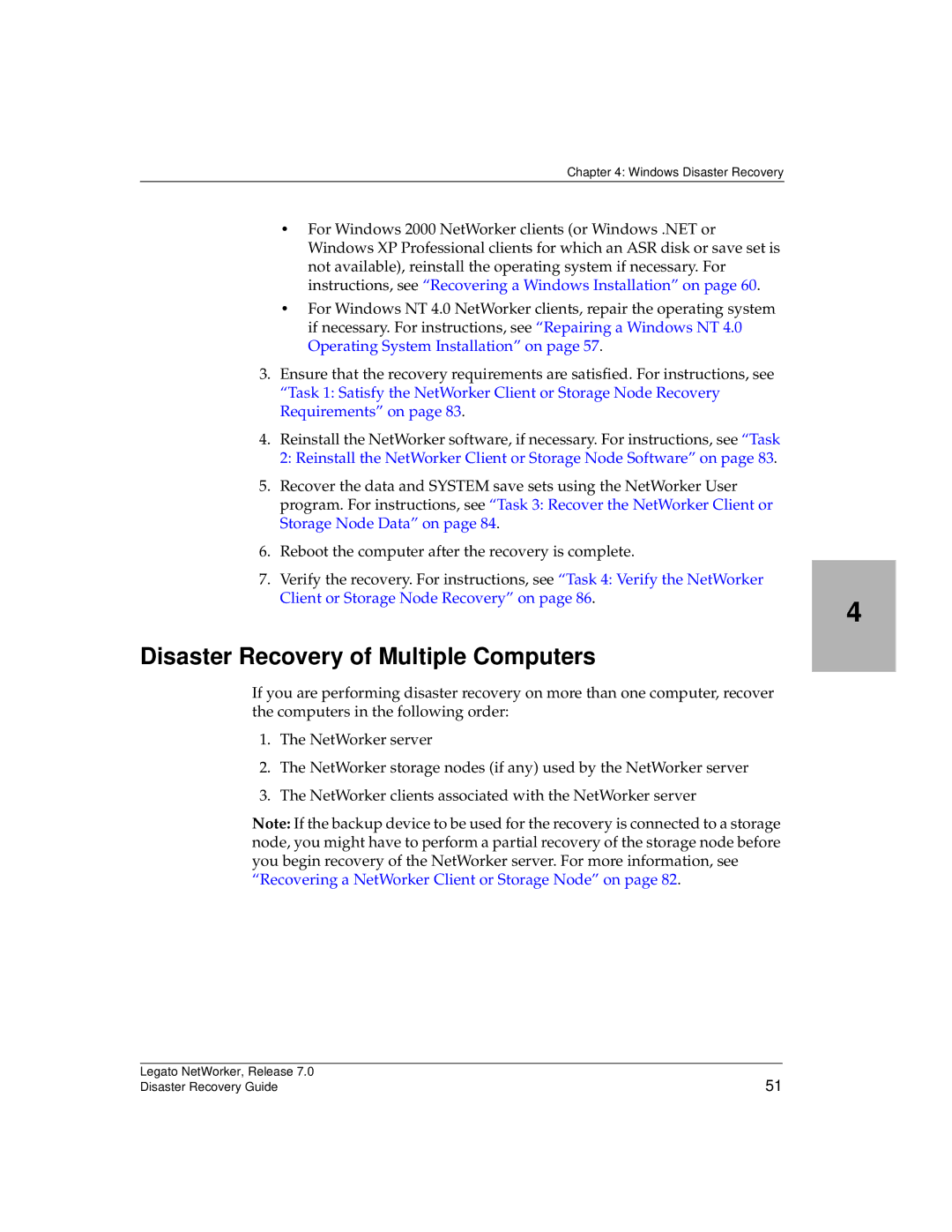 HP Legato Networker manual Disaster Recovery of Multiple Computers, Client or Storage Node Recovery on 