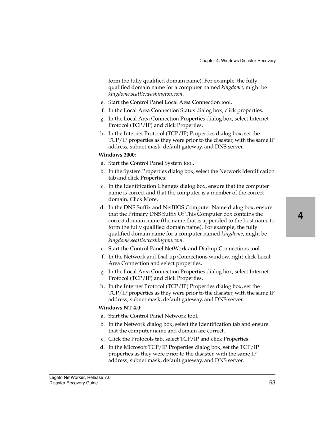 HP Legato Networker manual Kingdome.seattle.washington.com, Windows NT 