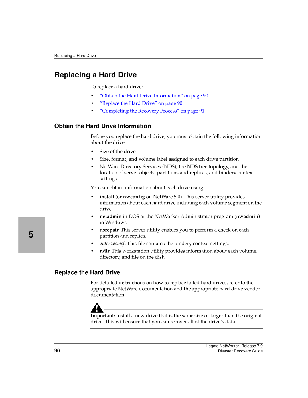 HP Legato Networker manual Obtain the Hard Drive Information, Replace the Hard Drive 