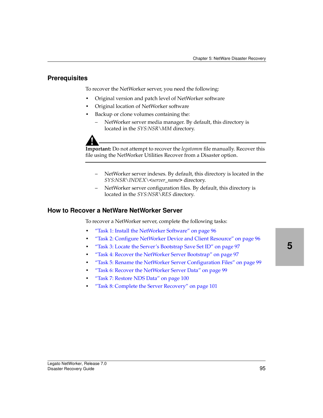 HP Legato Networker manual Prerequisites, How to Recover a NetWare NetWorker Server 