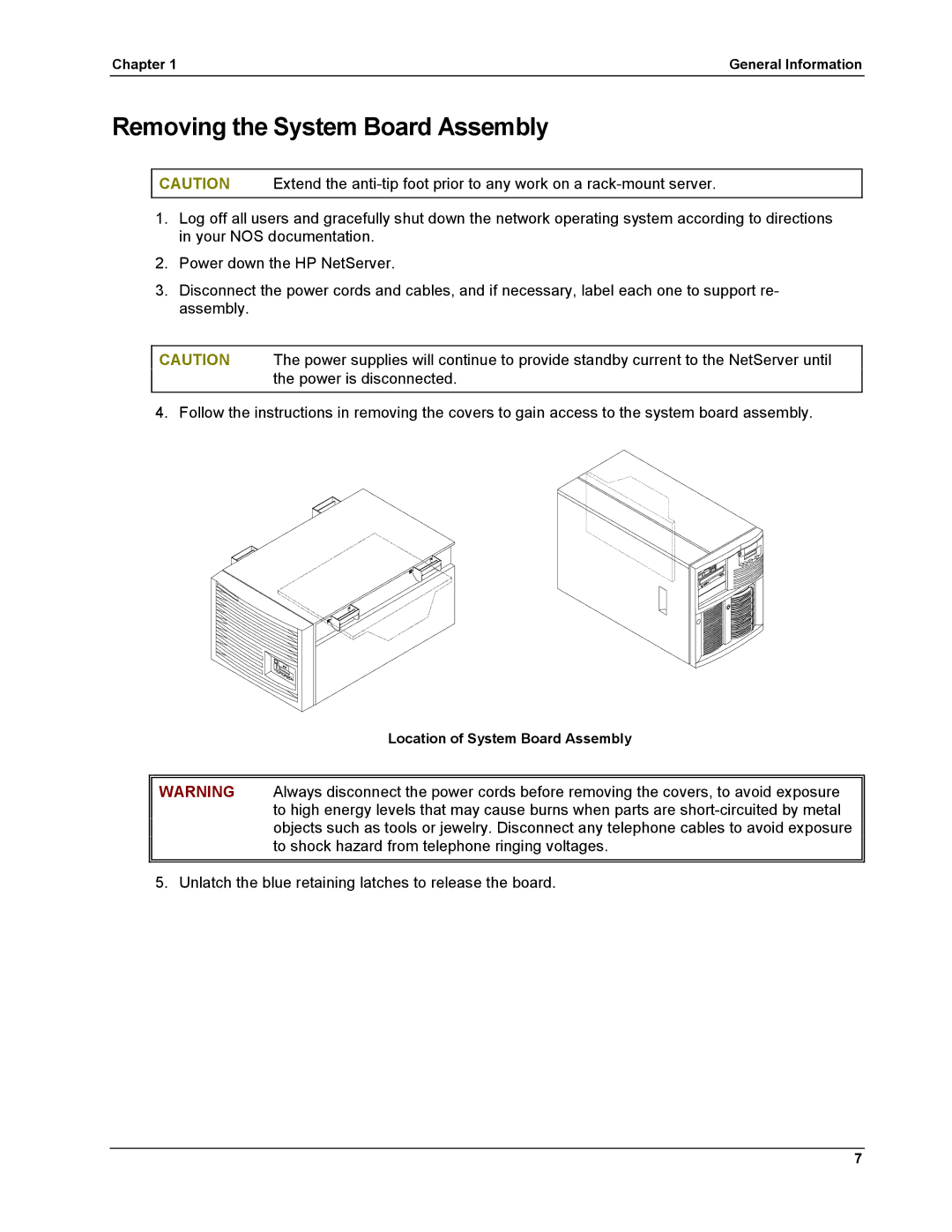 HP LH 6000 manual Removing the System Board Assembly 