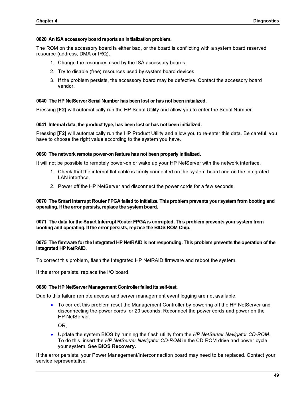 HP LH 6000 manual An ISA accessory board reports an initialization problem 