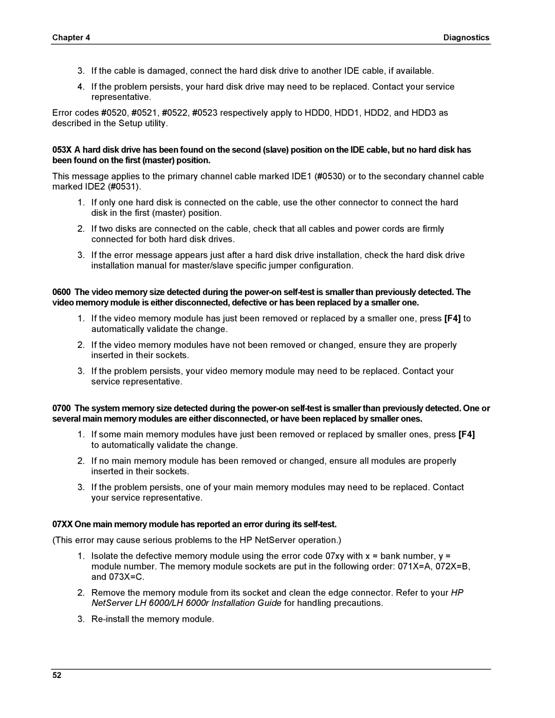 HP LH 6000 manual Chapter Diagnostics 