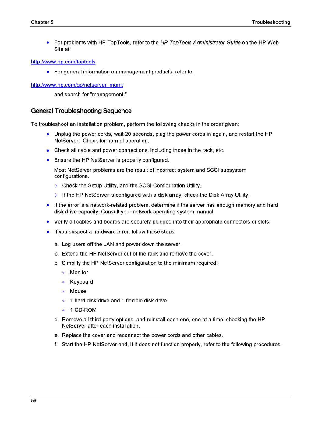 HP LH 6000 manual General Troubleshooting Sequence 