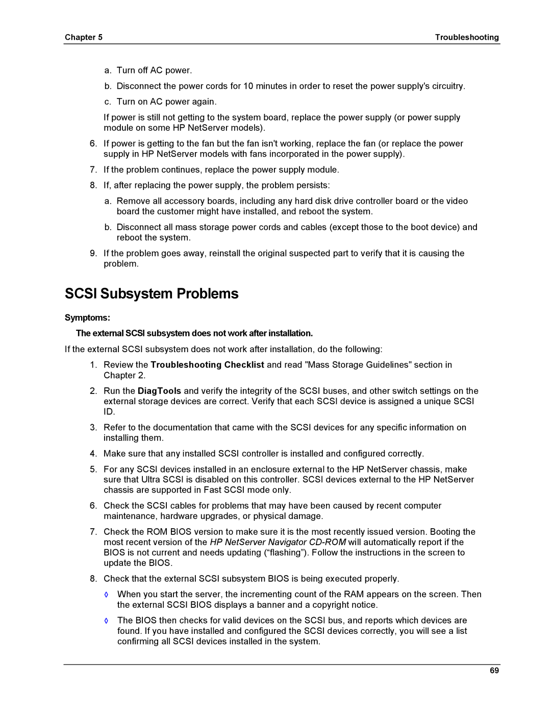 HP LH 6000 manual Scsi Subsystem Problems 