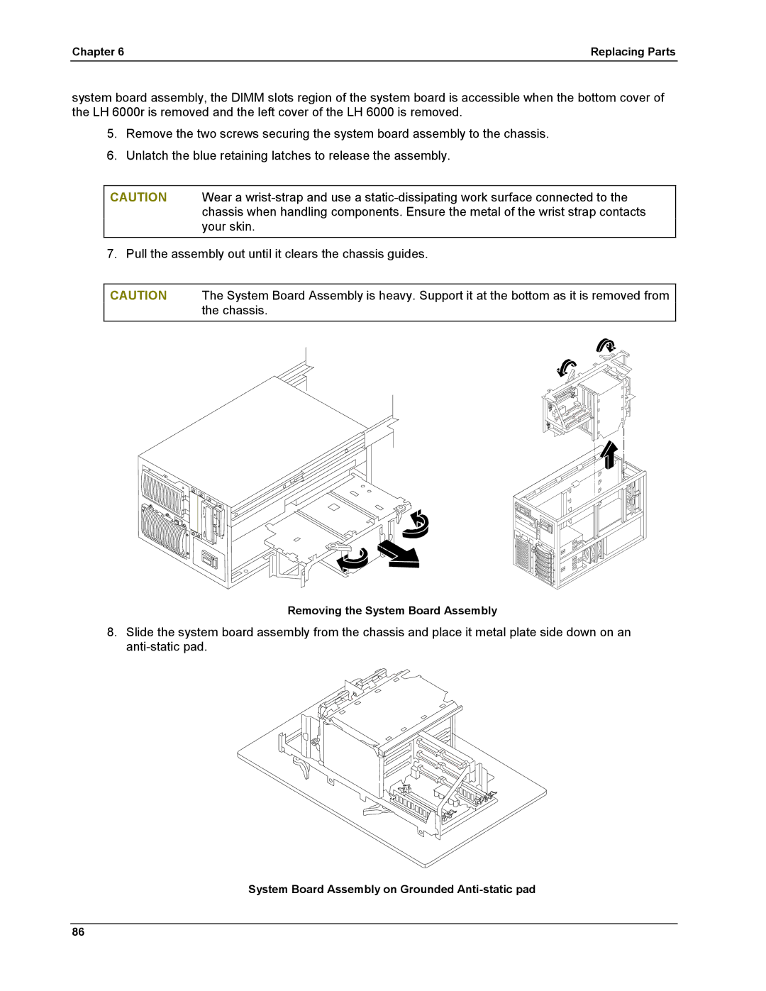 HP LH 6000 manual System Board Assembly on Grounded Anti-static pad 