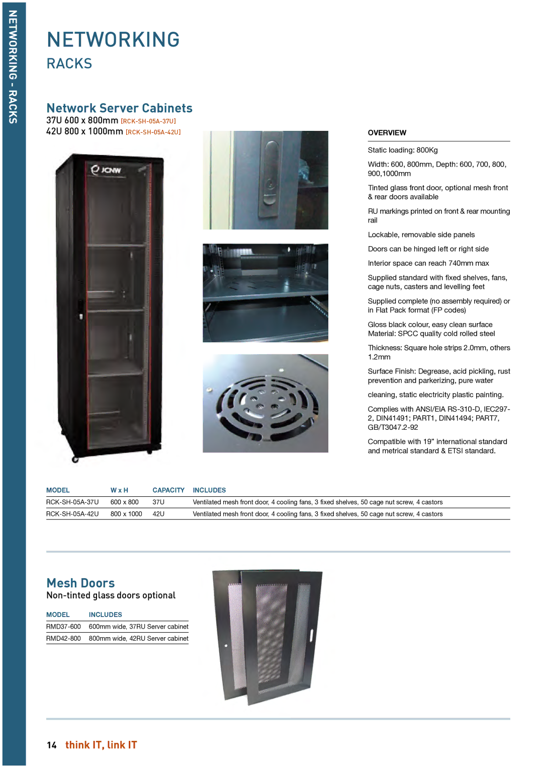 HP Linkqage KVM manual Networking, Non-tinted glass doors optional 