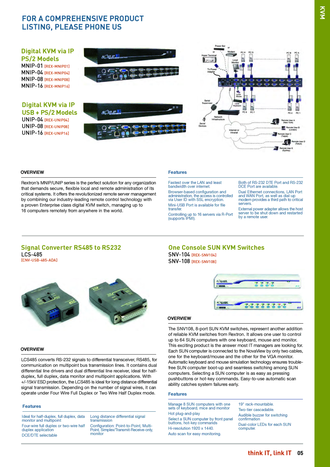 HP Linkqage KVM manual For a Comprehensive Product LISTING, Please Phone US, LCS-485 