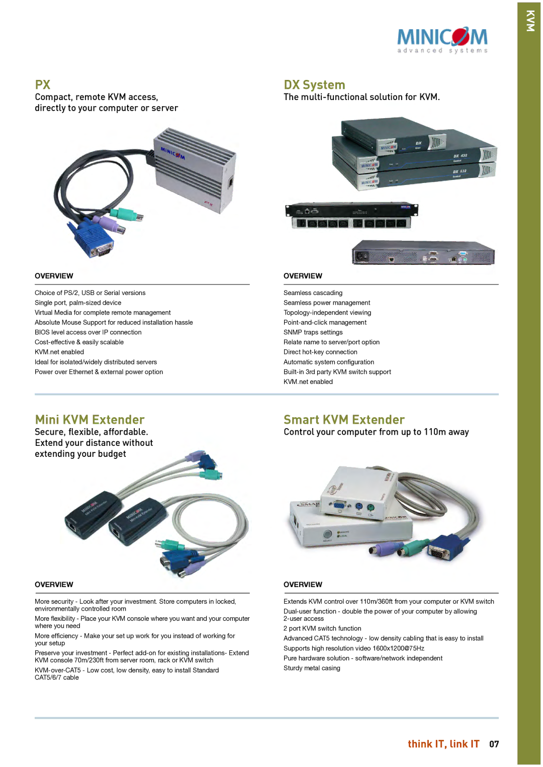 HP Linkqage KVM manual DX System, Mini KVM Extender, Smart KVM Extender, Control your computer from up to 110m away 