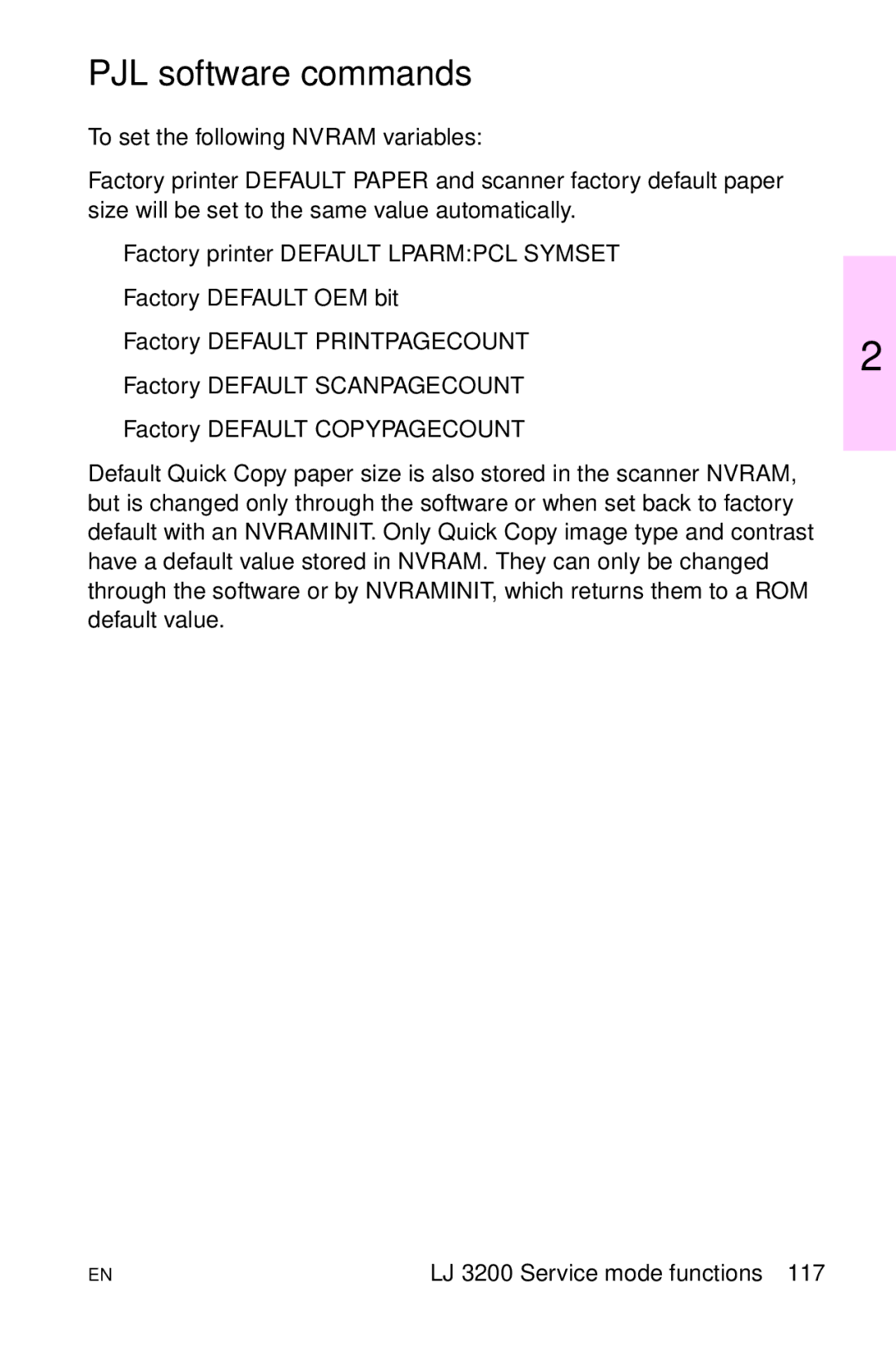 HP LJ 4000TN, LJ 2100M, LJ 2100TN, LJ 1100AXI, LJ 1100SE, LJ 1100ASE manual PJL software commands 