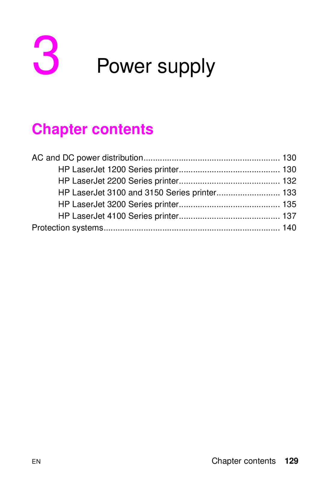 HP LJ 1100AXI, LJ 4000TN, LJ 2100M, LJ 2100TN, LJ 1100SE, LJ 1100ASE manual Power supply 