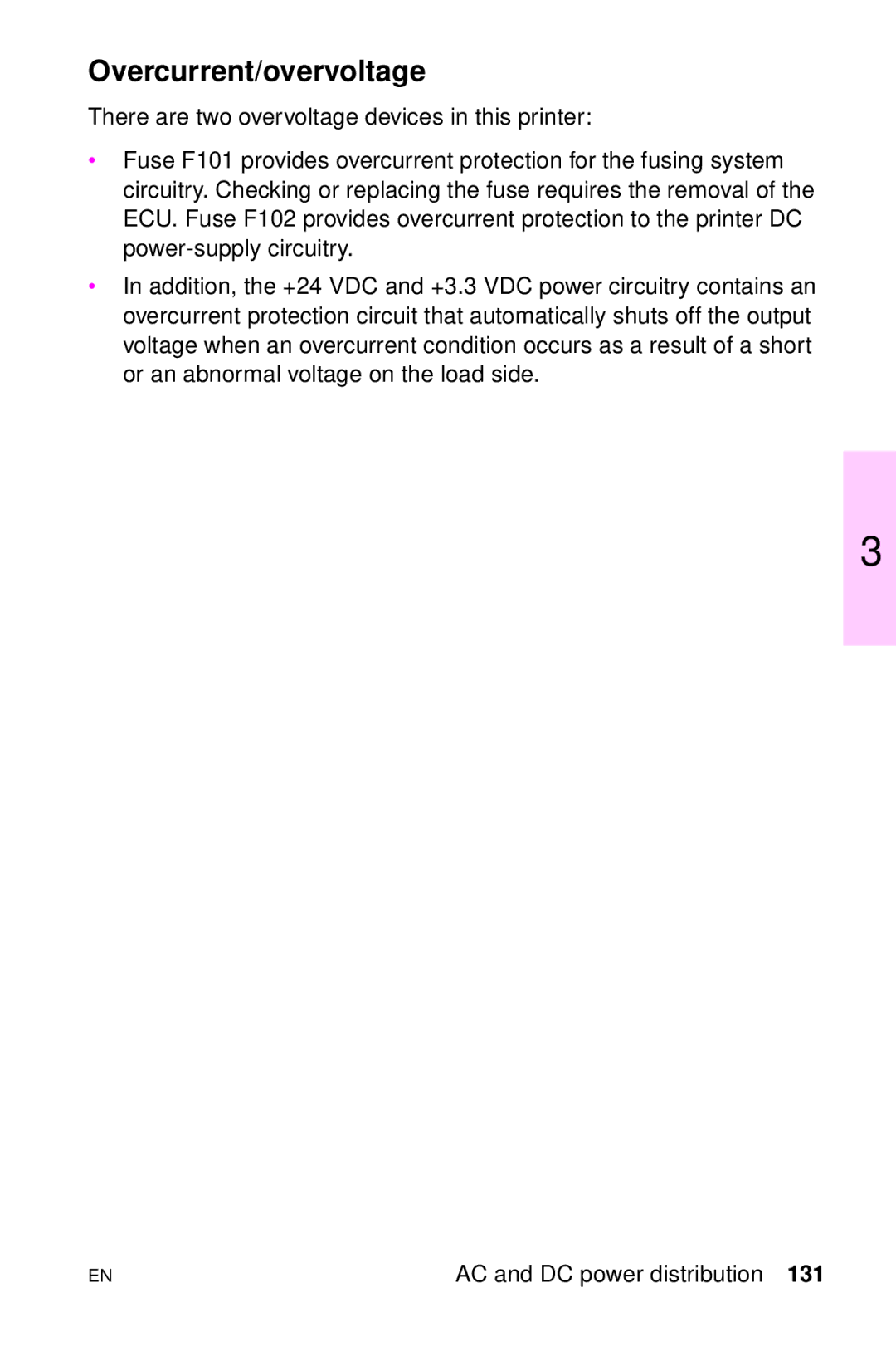 HP LJ 1100ASE, LJ 4000TN, LJ 2100M, LJ 2100TN, LJ 1100AXI, LJ 1100SE manual Overcurrent/overvoltage 