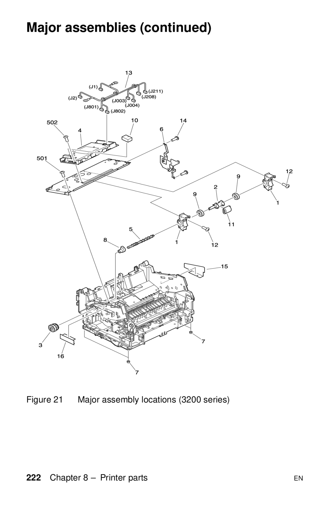 HP LJ 4000TN, LJ 2100M, LJ 2100TN, LJ 1100AXI, LJ 1100SE, LJ 1100ASE manual Major assemblies 