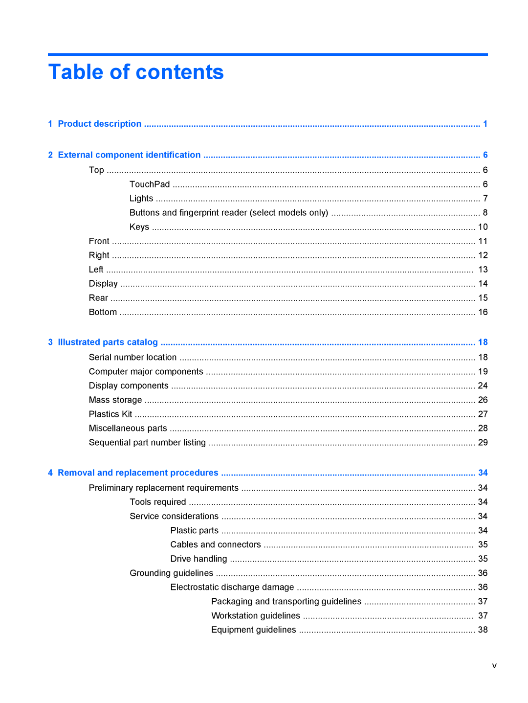 HP LJ461UT manual Table of contents 